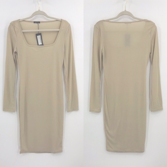 ✨HP✨ Nasty Gal Ribbed Square Neck Midi Dress 6 - Picture 3 of 6